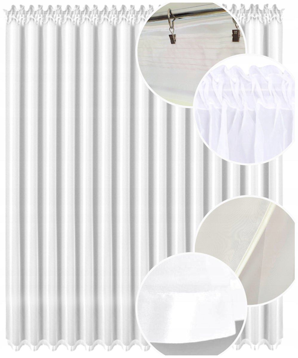 Firana gotowa gładka z lamówką 230x300 długa firany do salonu gotowe matowe