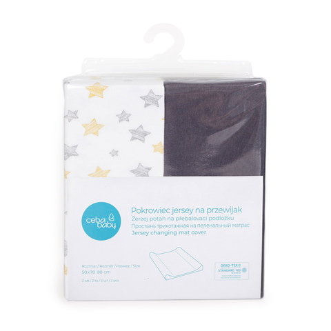 pokrowiec na przewijak (50x70-80) 2szt dark grey+Yellow Stars