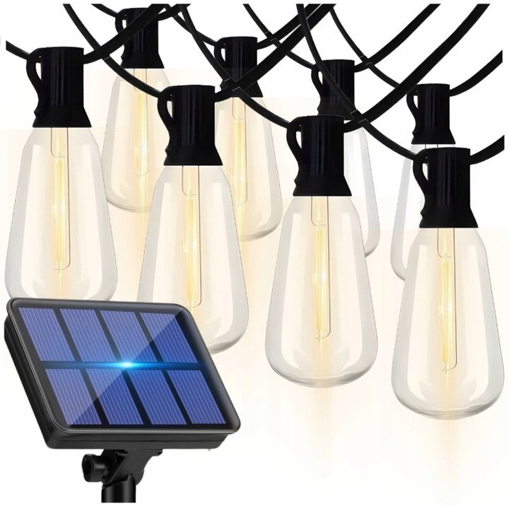 GIRLANDA SOLARNA 20x ŻARÓWKA LAMPKI OGRODOWE ŁAŃCUCH OZDOBNY LED NA BALKON