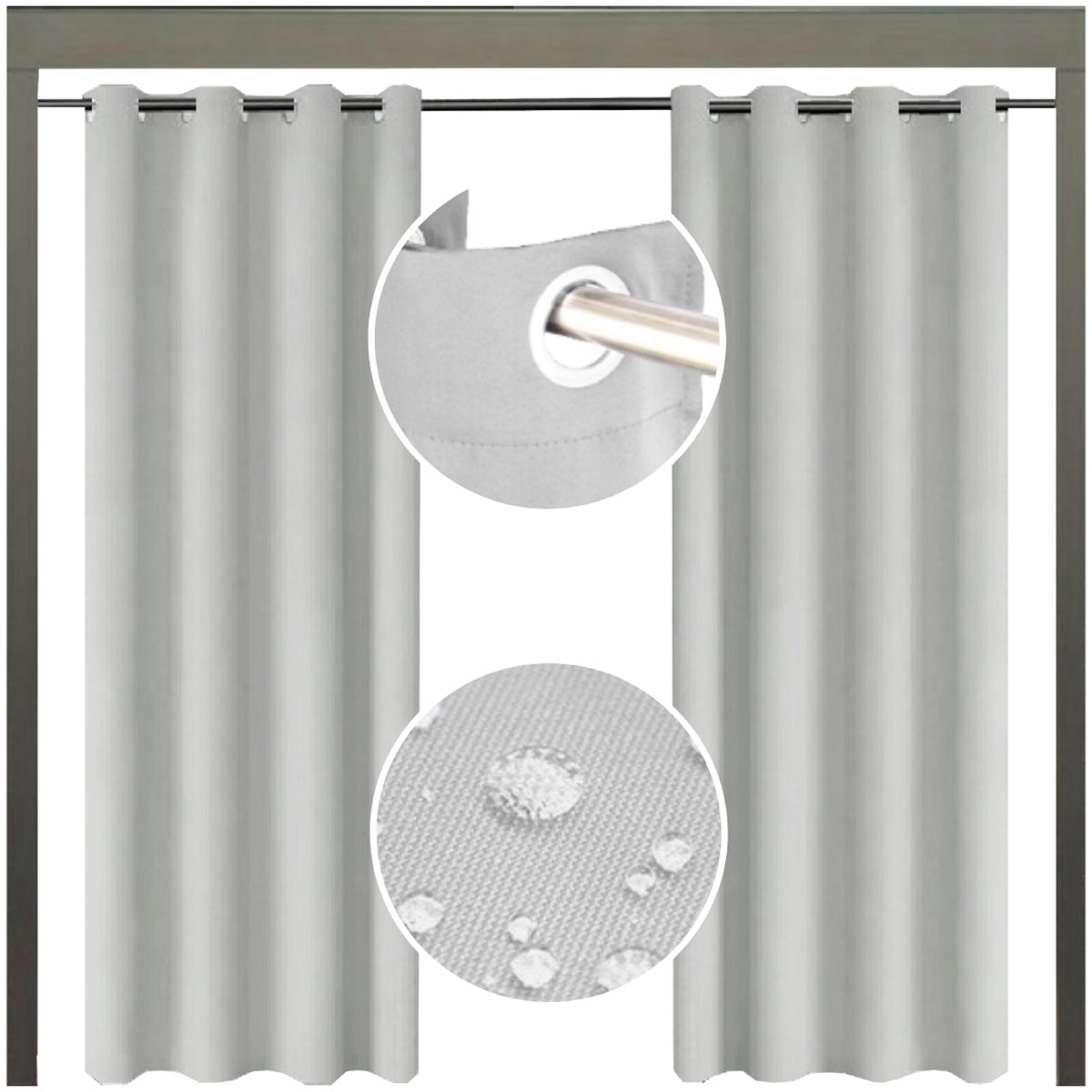 Zasłony wodoodporne ogrodowe 155x220 na kółkach zasłona prysznicowa gotowa