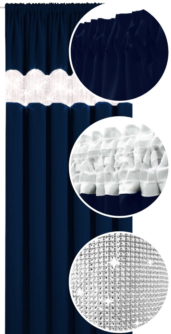 Gotowa zasłona z cyrkoniami na żabki 145x240 gładka matowa zasłony cekiny