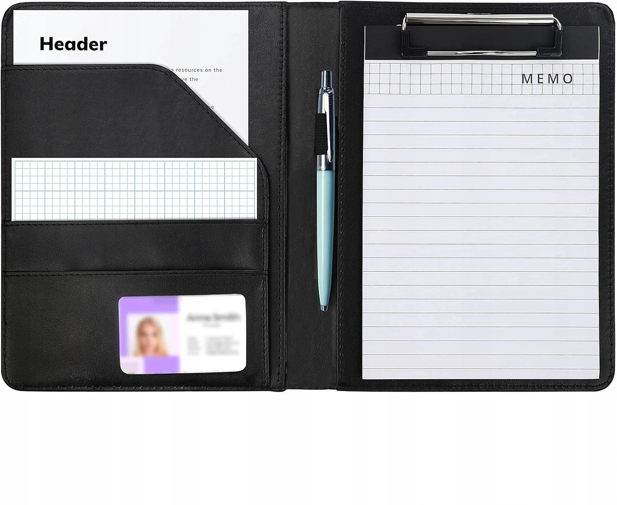 Eleganckie Etui Biznesowe Czarny Organizer Konferencyjny A5 Skóra