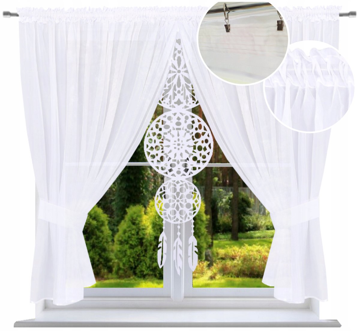 Firana gotowa 130x300 Panel Filc Łapacz Snów firanki białe do salonu gładka