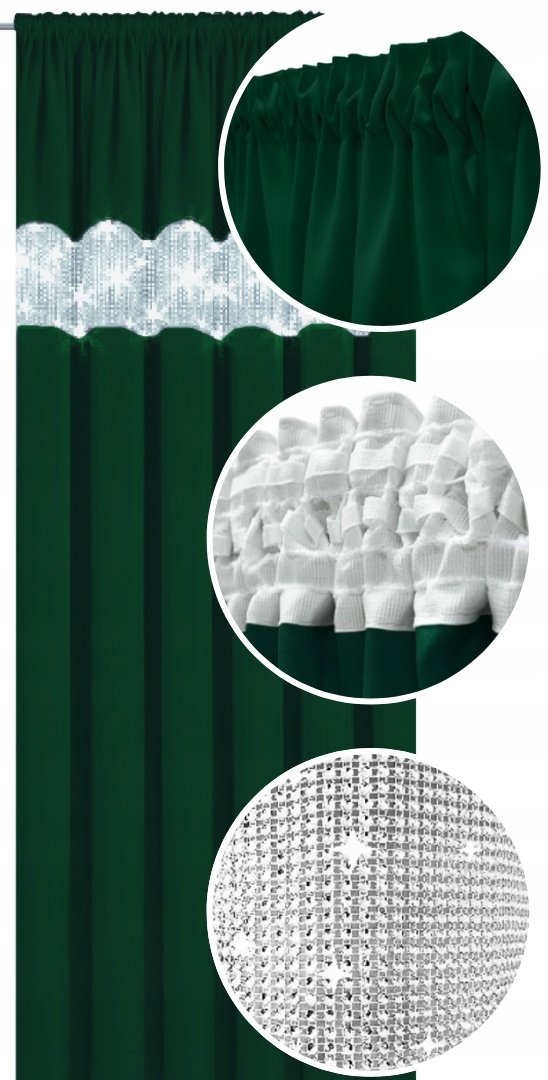 Zasłona z cyrkoniami 145x220 matowa zasłony do salonu na żabki taśmie tunel