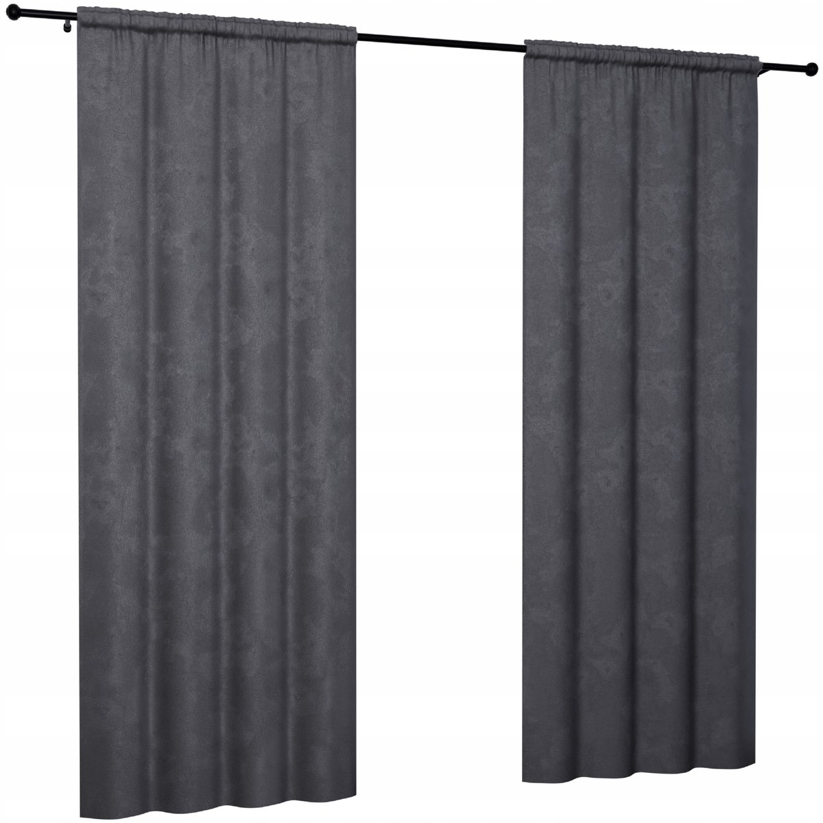 Zasłony gotowe welurowe szare 140x270 zasłonka gotowa gładka do domu żabki