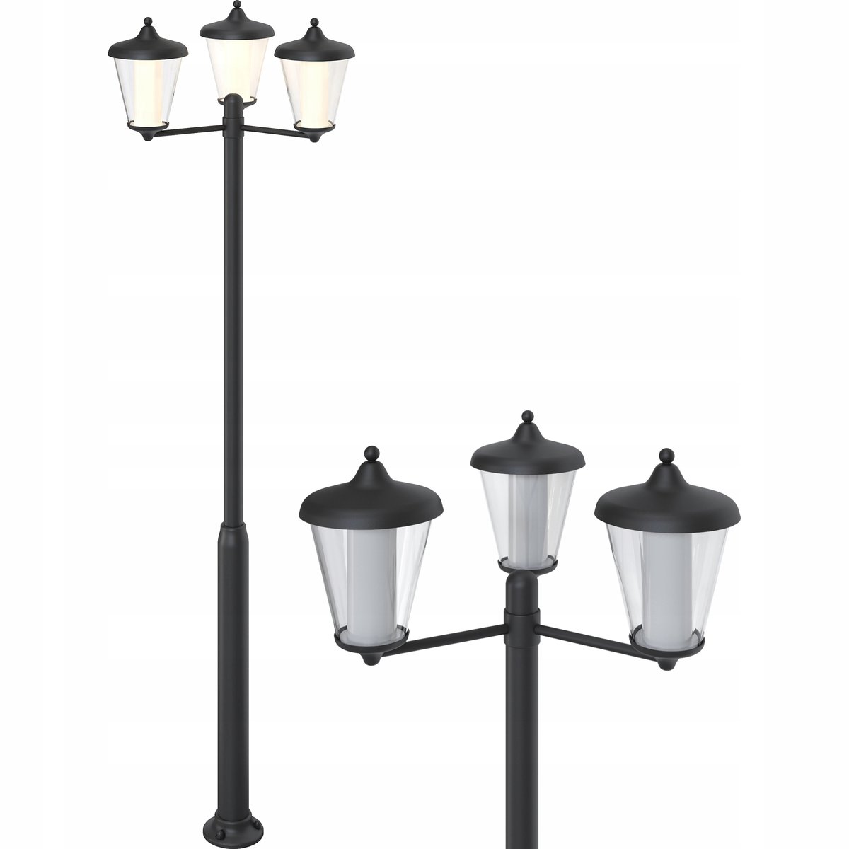 GoodHome Lampa ogrodowa stojąca Latarnia LED Haro 33W 3 x 1000lm 210cm