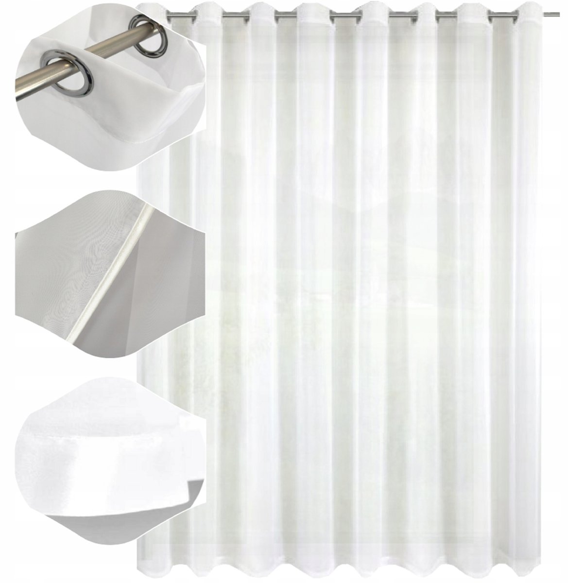 Firana gotowa na przelotkach 220x300 woal kółka firany z lamówka gładkie