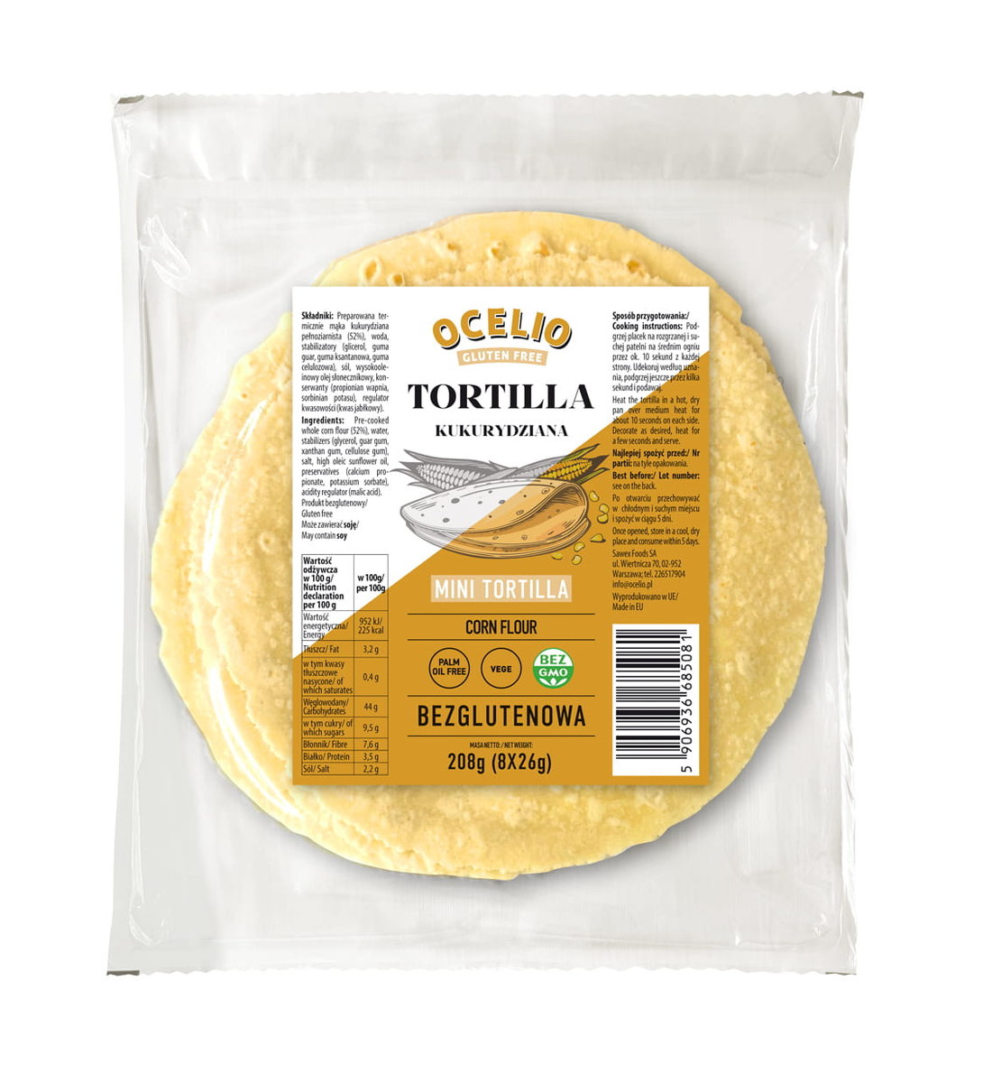 Ocelio Tortilla Mini 208g 15cm (8x26g)