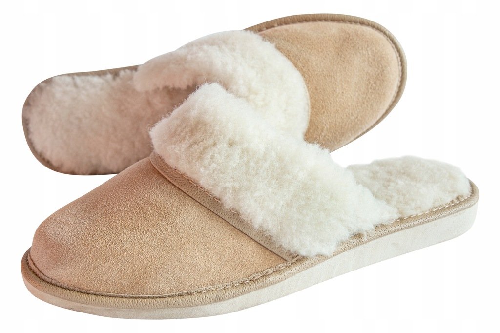 Ciepłe Kapcie SKÓRZANE GÓRALSKIE Pantofle Damskie Wełniane POLSKIE 35-41