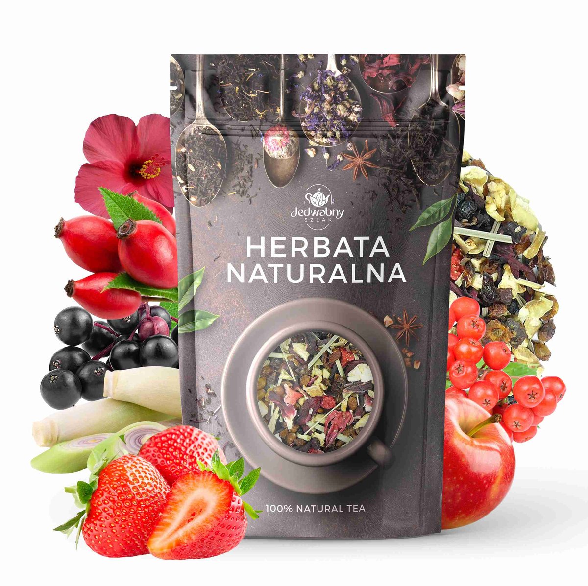 Herbata owocowa Wzmocnienie 100g NATURALNA truskawka trawa cytrynowa NAPAR
