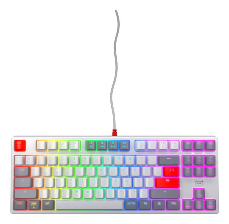 CHERRY K4V2 TKL klawiatura Gaming USB QWERTY US English Szary, Jasny Szary, Czerwony CX-K4V2-RGB-TKL-RETRO-R-US