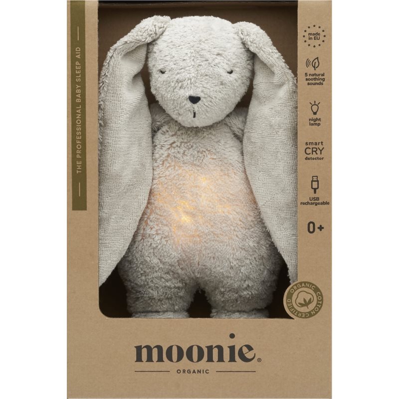 Moonie The Humming Friend 2.0 Organic Grey przytulanka do spania z melodią 1 szt.