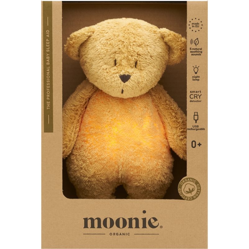 Moonie Bear 2.0 Organic Honey przytulanka do spania z melodią 1 szt.