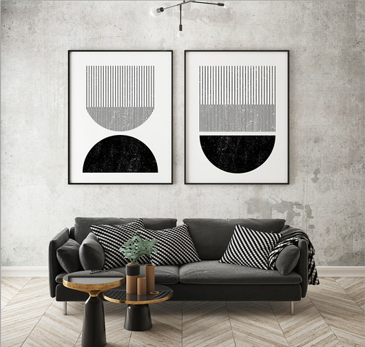Zestaw plakatów geometrycznych - black lines
