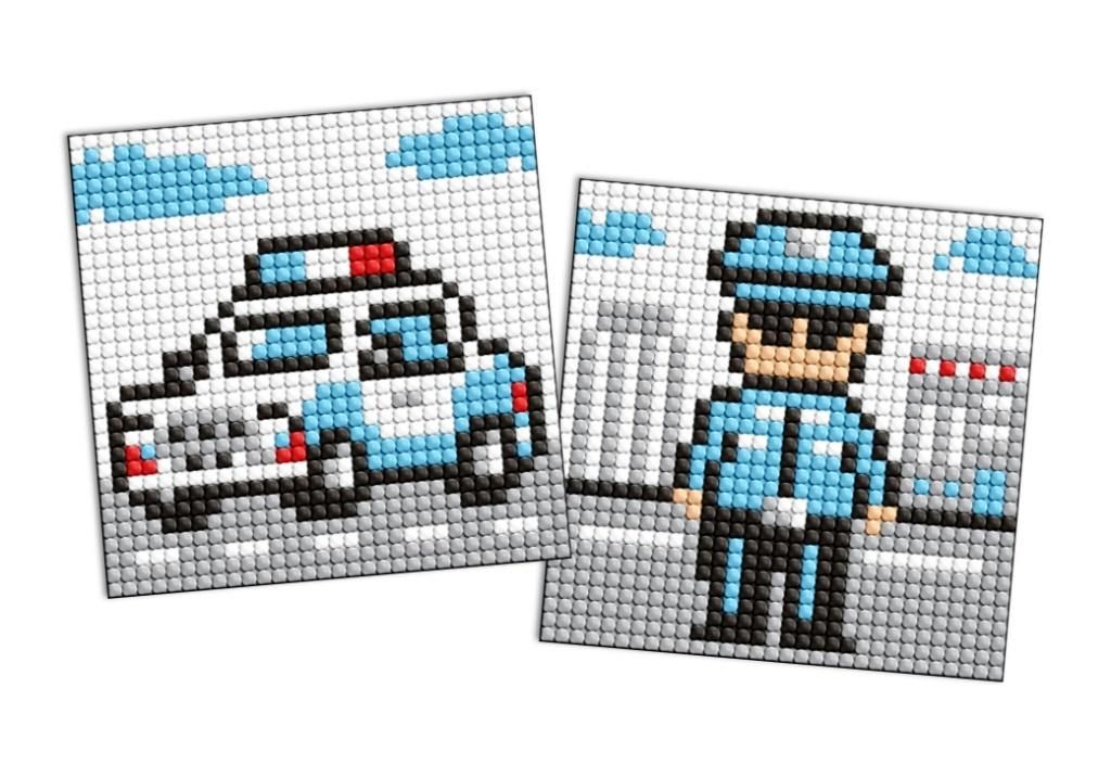 Diamentowa mozaika naklejka Kids - Oficer policji - zabawka