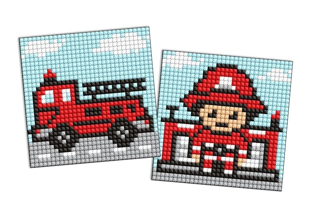 Diamentowa mozaika Kids naklejka - Zawód Strażak - zabawka
