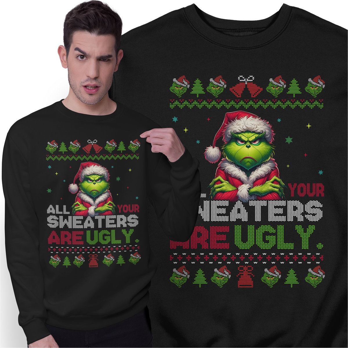 Świąteczna Bluza Prezent na Święta Grinch Świąteczny Sweter