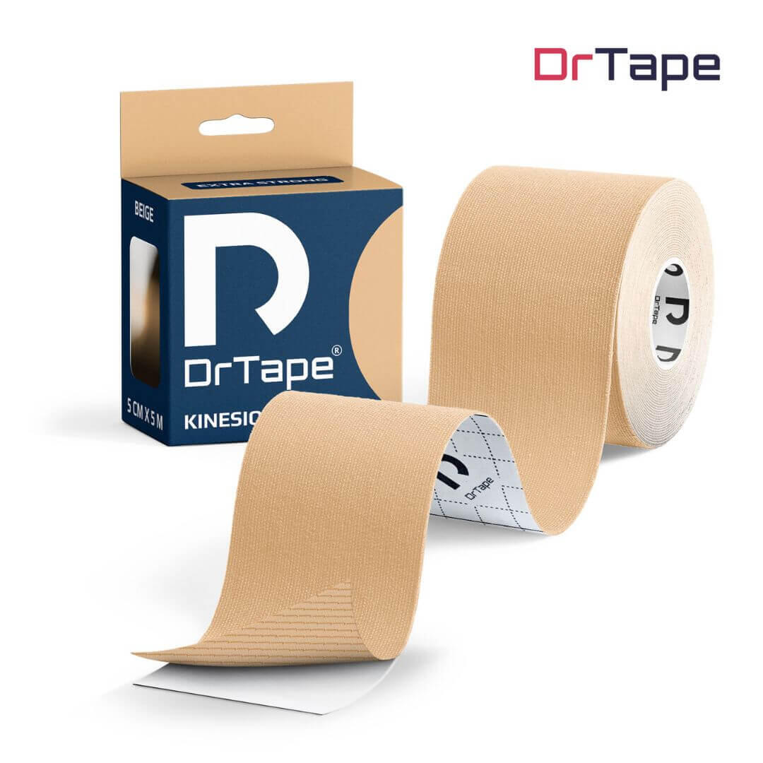 Taśma do kinesiology tapingu sportowo-korekcyjna 5 cm x 5 m - Wybierz kolor: Beżowy