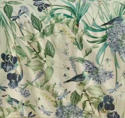 Pościel z mikrofibry 200x220 Home & You Canaima zielona w kwiaty ważki ptak