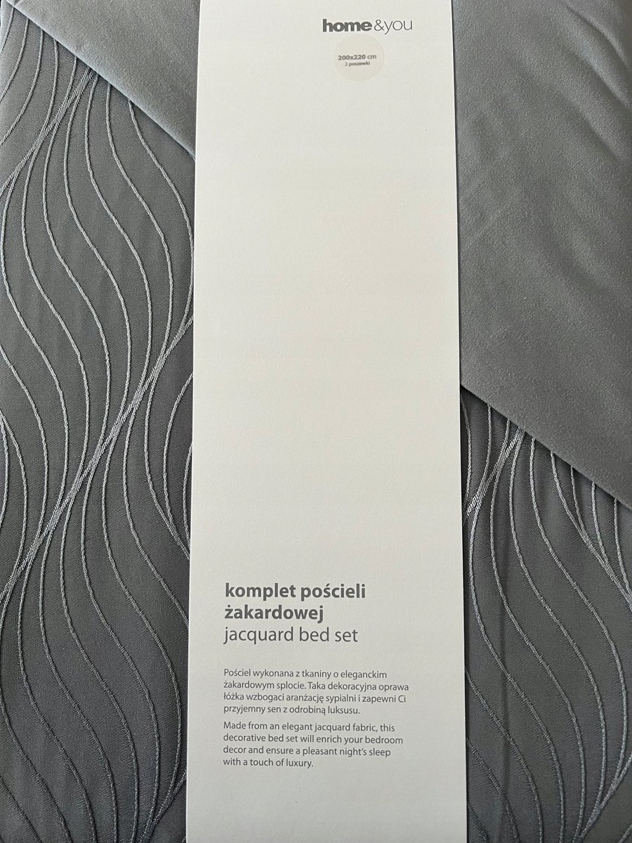 Elegancka pościel 200x220 Home&You żakardowa szara Elsie wypukły wzór