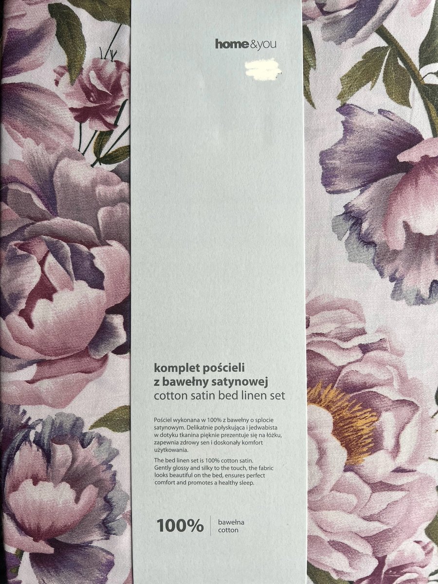 Pościel bawełna satynowa 200x220 Home & You Aurelis 100% bawełna kwiaty róż
