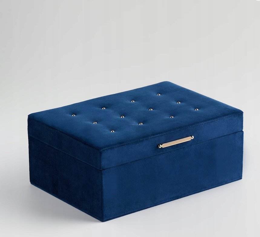 Elegancka duża szkatułka na biżuterię Home & You home&you niebieska granat