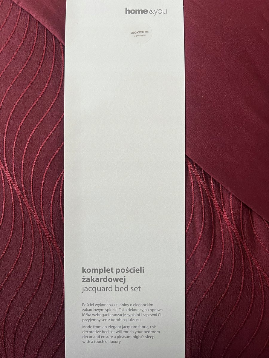Elegancka pościel 200x220 Home&You żakardowa czerwona Elsie wypukły wzór