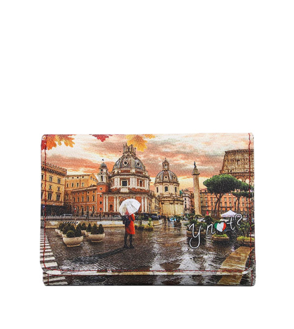 Portfel Ynot Milano z nadrukiem Rzymu średniej wielkości
