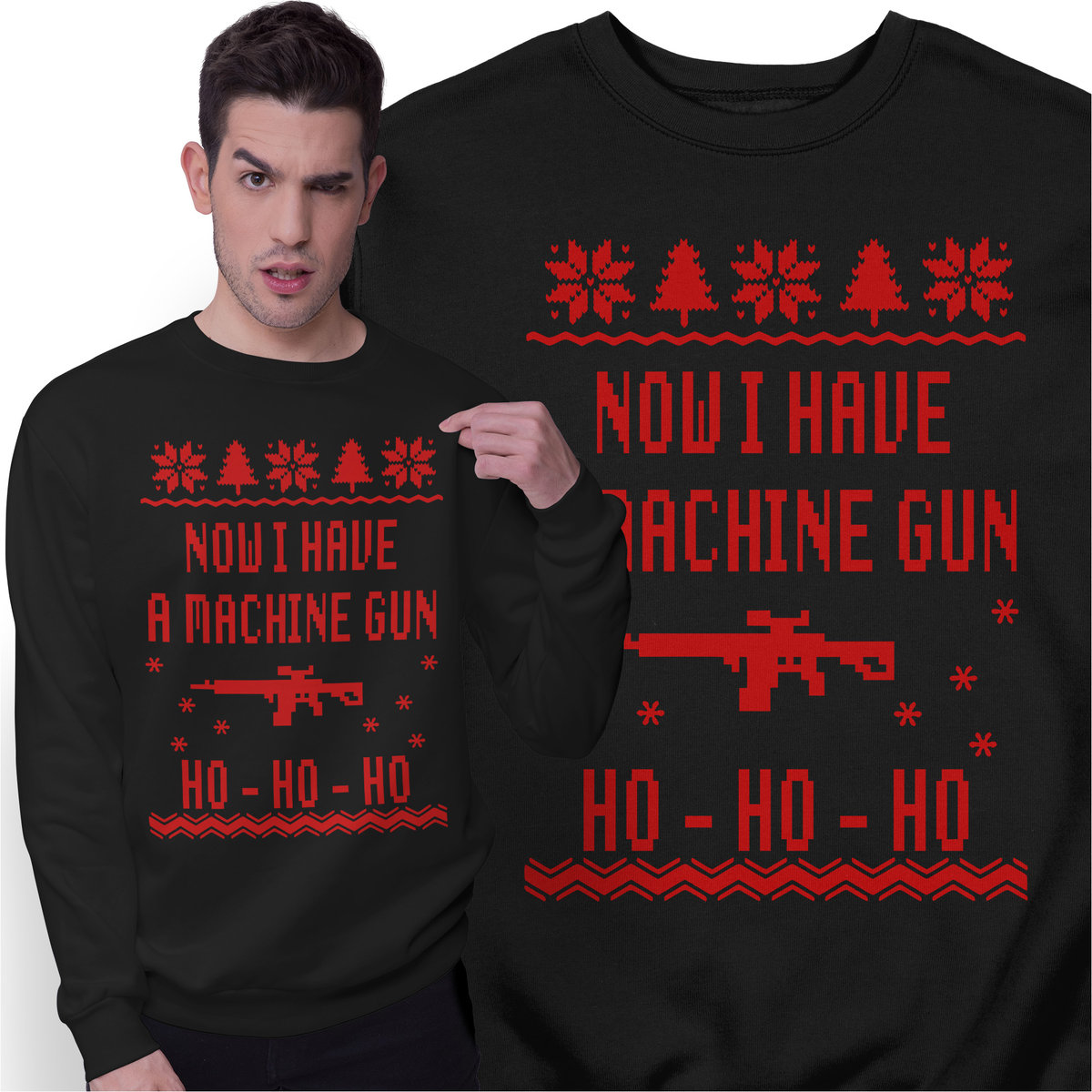 Świąteczna Bluza Prezent na Święta Ho Ho Ho Karabin Świąteczny Sweter