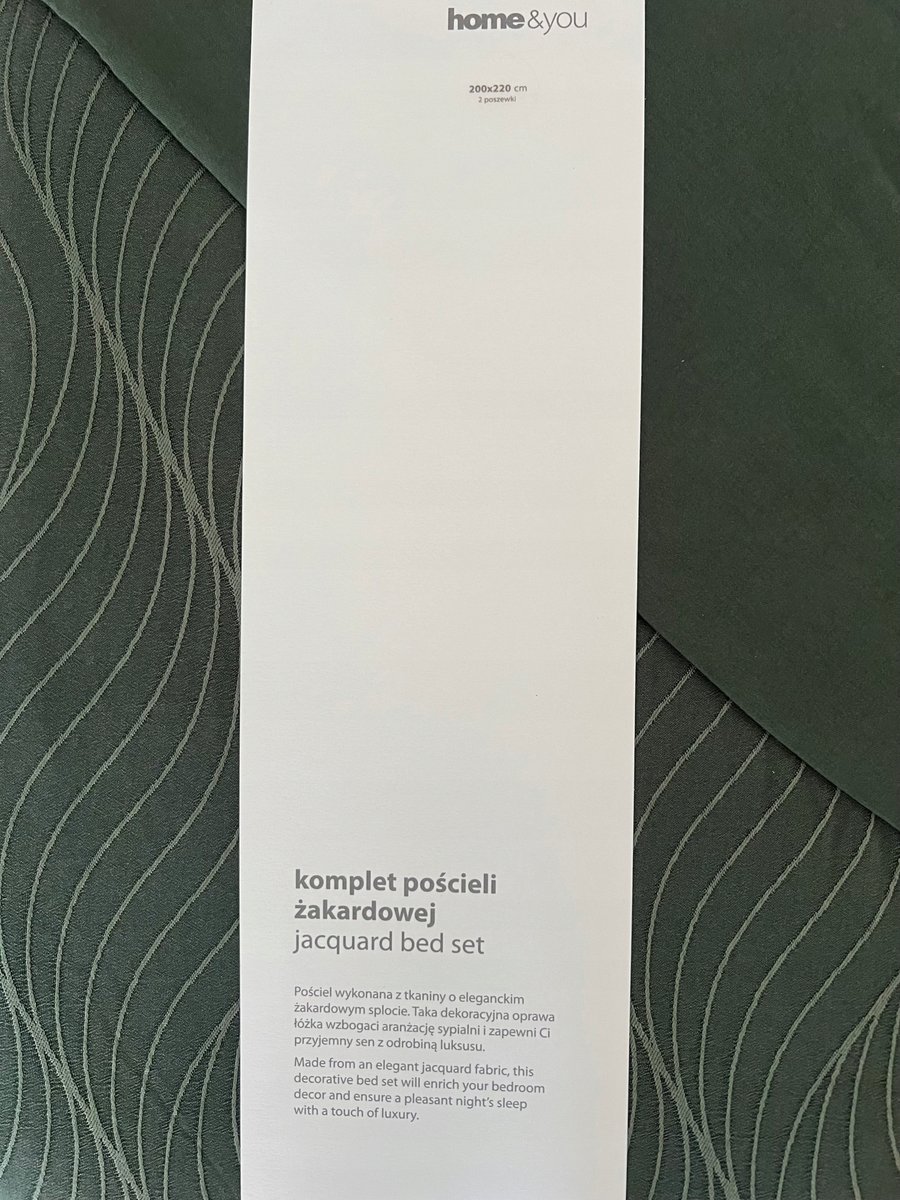 Elegancka pościel 200x220 Home&You żakardowa oliwkowa Elsie wypukły wzór