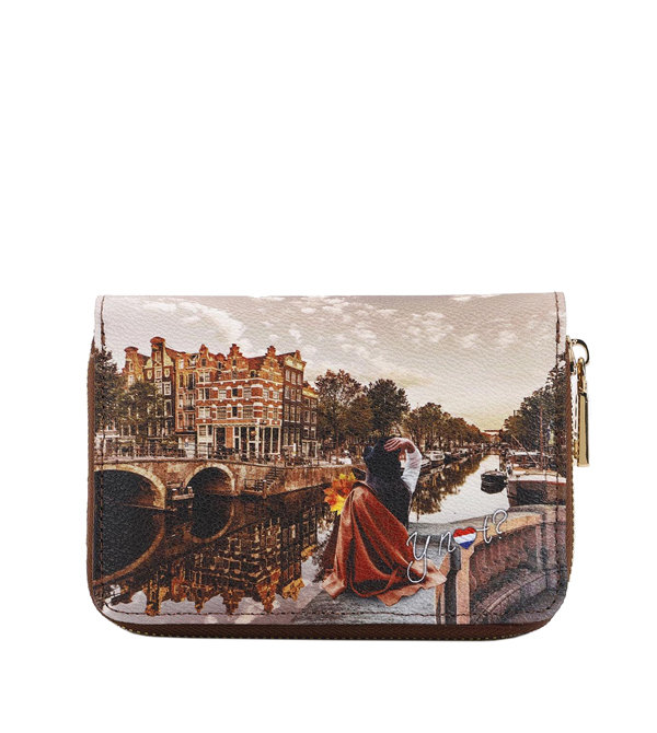 Portfel Ynot Milano z nadrukiem Amsterdamu średniej wielkości
