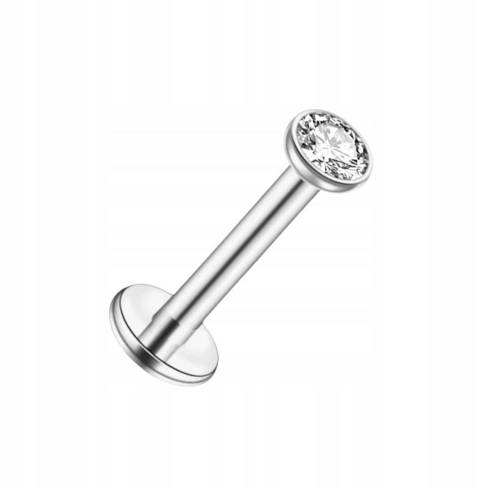 Kolczyk PIERCING Labret z białą cyrkonią HELIX Lobe Tragus TYTAN 1,2/6/2