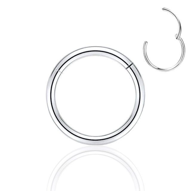 Kolczyk, Tytanowy Srebrny Clicker KÓŁKO Kółeczko - LOBE - Nostril 1,0/9