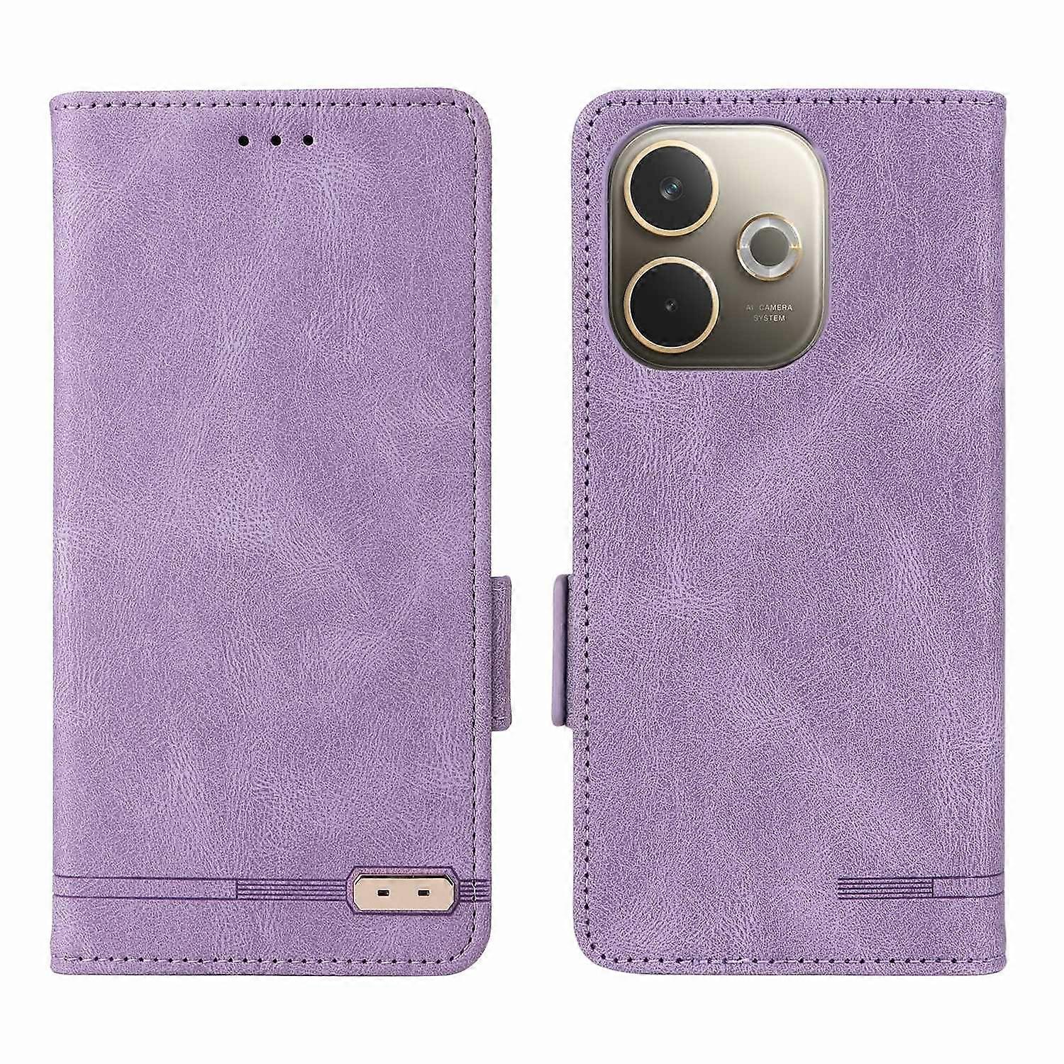 Do Oppo A5 Pro 5G 4G Etui Skórzany portfel Klapka Pokrowiec na telefon z dekoracją sprzętową - fioletowy Wielobarwny Purple