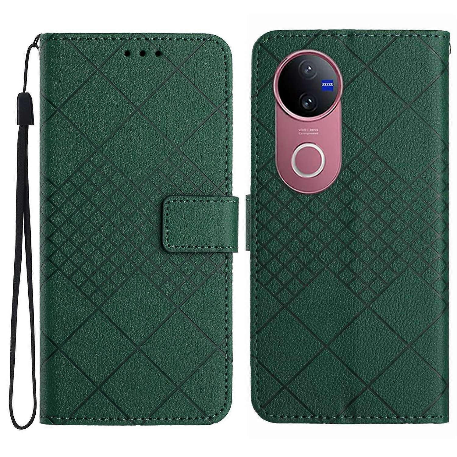Dla vivo V50 5G Etui na telefon Portfel Nadruk PU Skórzany pokrowiec z klapką - zielony Wielobarwny Green
