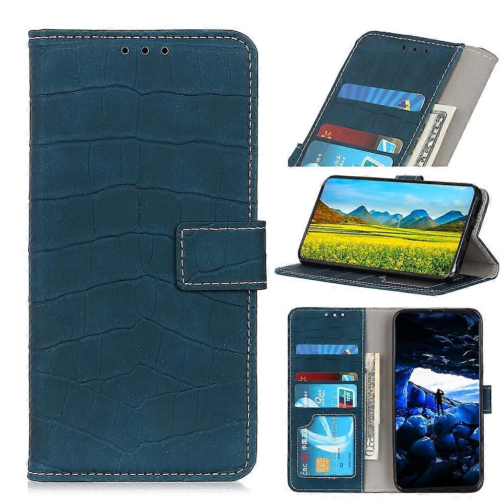 Dla Samsung Galaxy M32 Crocodile Texture Horizontal Flip skórzane etui z uchwytem i gniazdami kart i portfelem (czarnym) Zielony