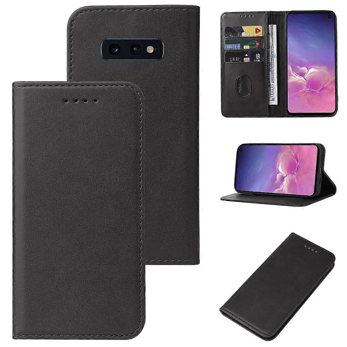Dla Samsung Galaxy S10e Magnetyczne zamknięcie Skórzane etui na telefon Czarny