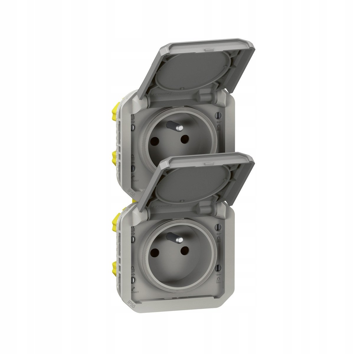 Gniazdo podwójne z uziemieniem 2x2P+Z, pioNOWE, mechanizm 16A-250 V~- szare