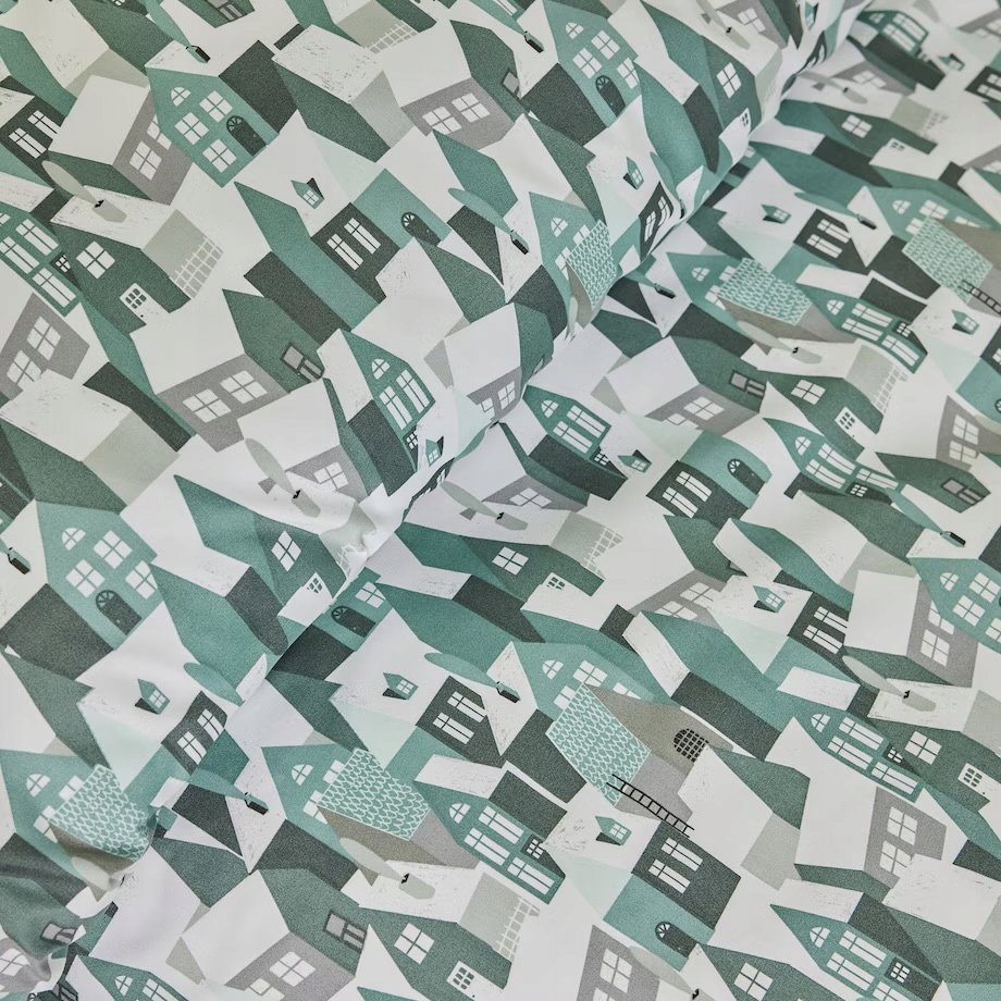 Pościel z mikrofibry 160x200 Home & You neutralny wzór miasteczko miasto