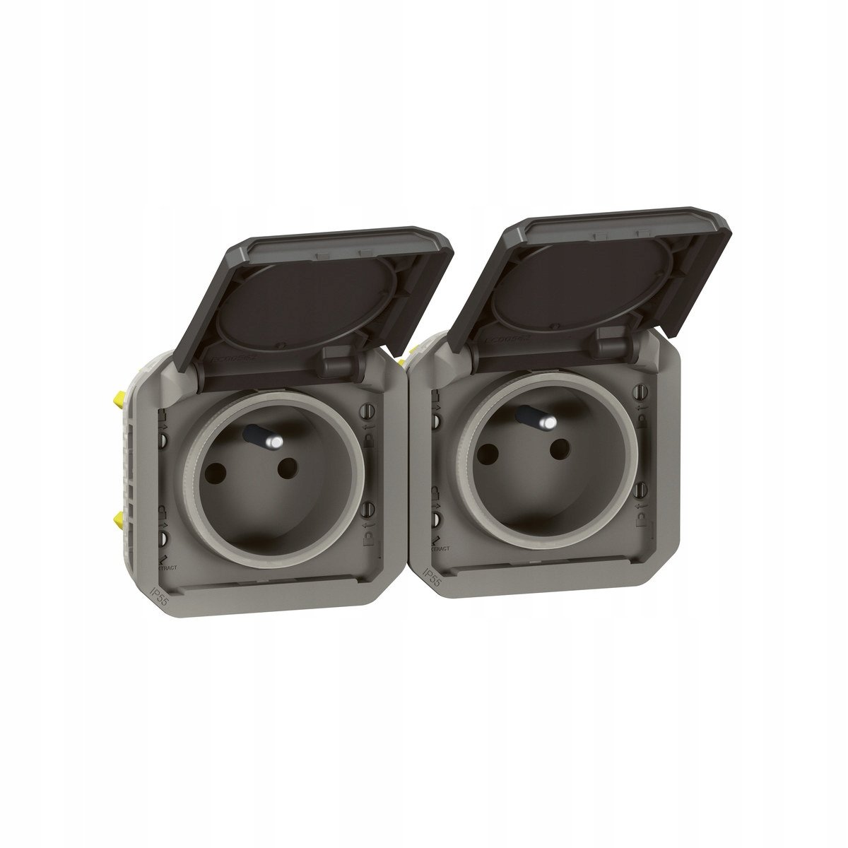 Gniazdo podwójne z uziemieniem 2x2P+Z, poziome, mechanizm 16A-250V~- antrac