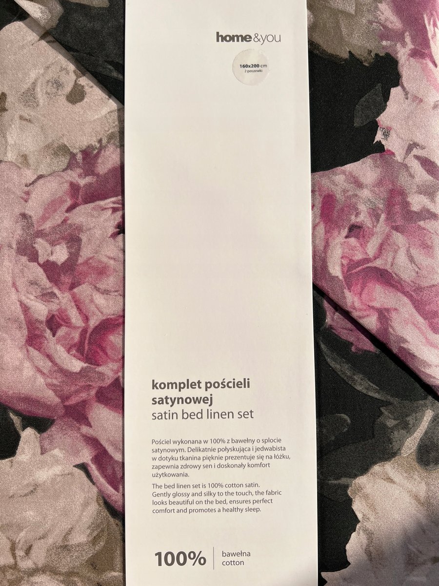 Czarna pościel 100% bawełna satynowa 160x200 w kwiaty Home&you home and you