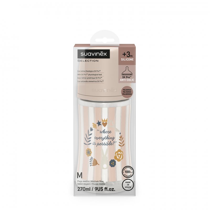 SUAVINEX BUTELKA SX PRO ŚREDNI PRZEPŁYW WONDERLAND 270ML RÓŻOWA