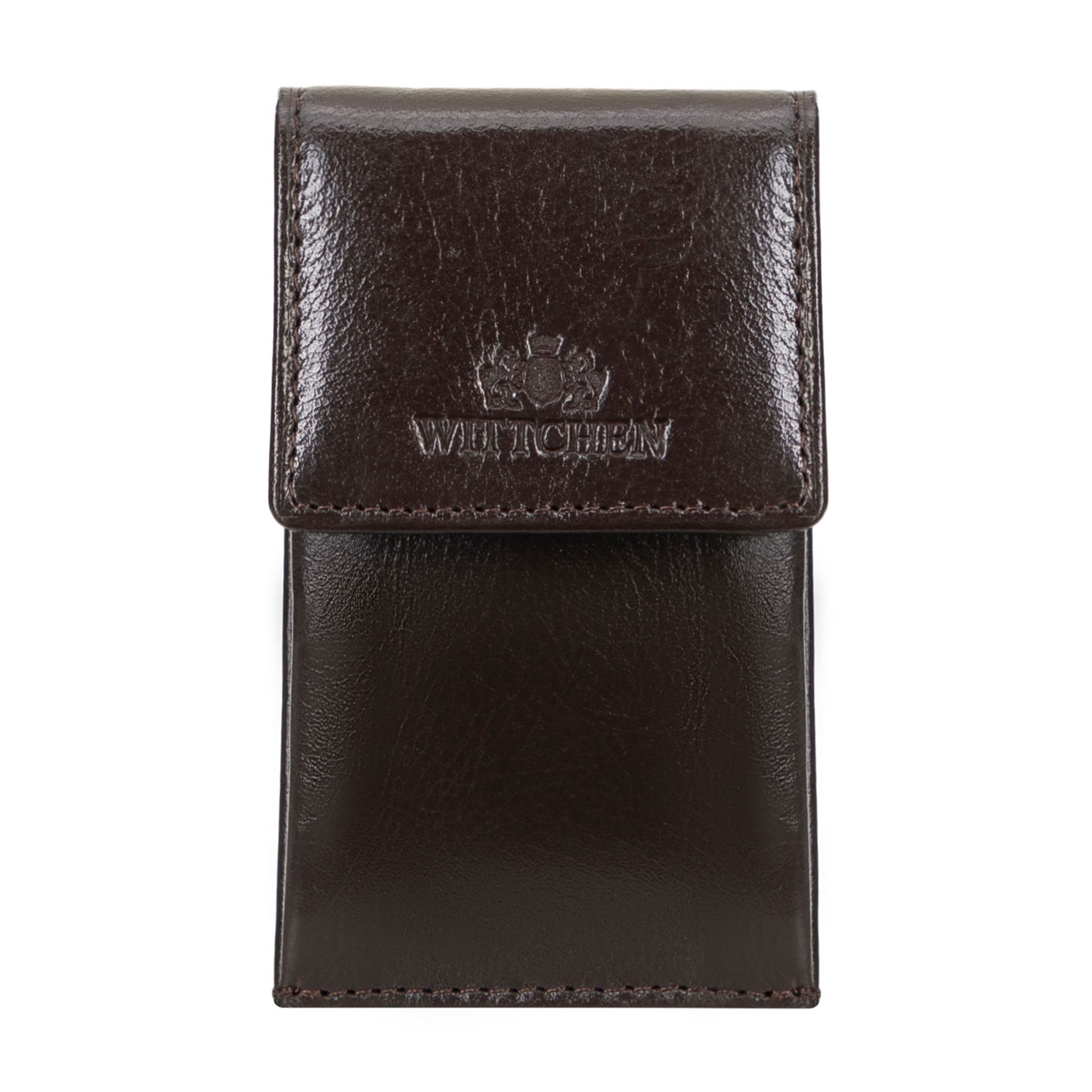 Etui na klucze skórzane prostokątne małe brązowe