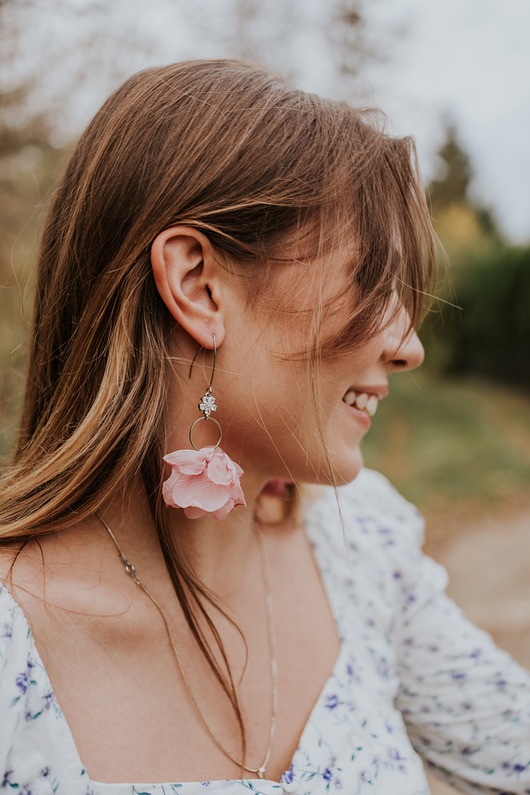 Kolczyki kwiaty, kolczyki różowe kwiaty