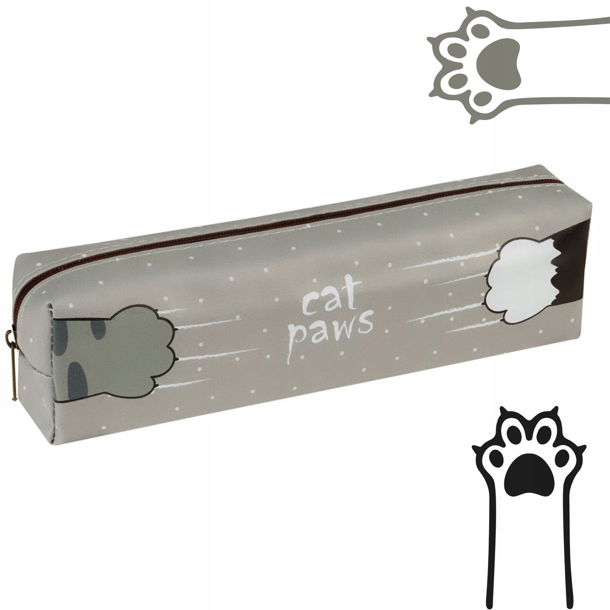Piórnik szkolny ŁAPKI Cat Paws 20x5,5x4cm ekoskóra na zamek błyskawiczny