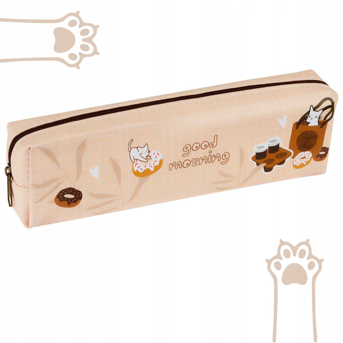 Piórnik szkolny KOTKI Coffee Shop 20x5,5x4cm ekoskóra na zamek błyskawiczny