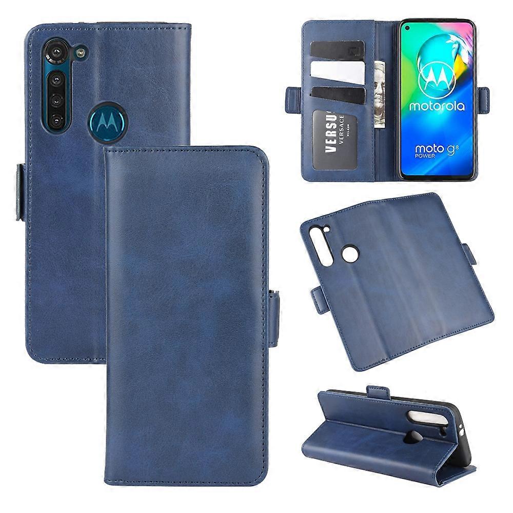 Do Motorola Moto G8 Power Dwustronna klamra magnetyczna Poziome skórzane etui z klapką z uchwytem i miejscami na karty oraz portfelem