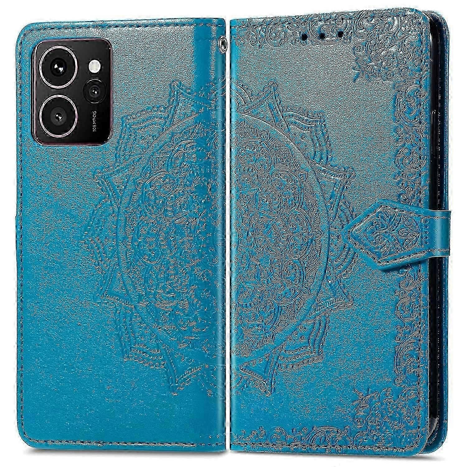 Do Hmd Skyline Portfel Etui Mandala Kwiat Skórzany Pokrowiec Na Telefon Stand View - Szary Niebieski