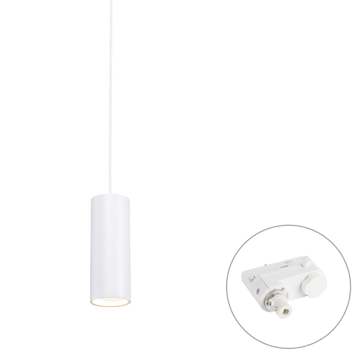 QAZQA Professional Designerska lampa wisząca biała z adapterem szynowym 3-fazowym - 3-Phase Tubo