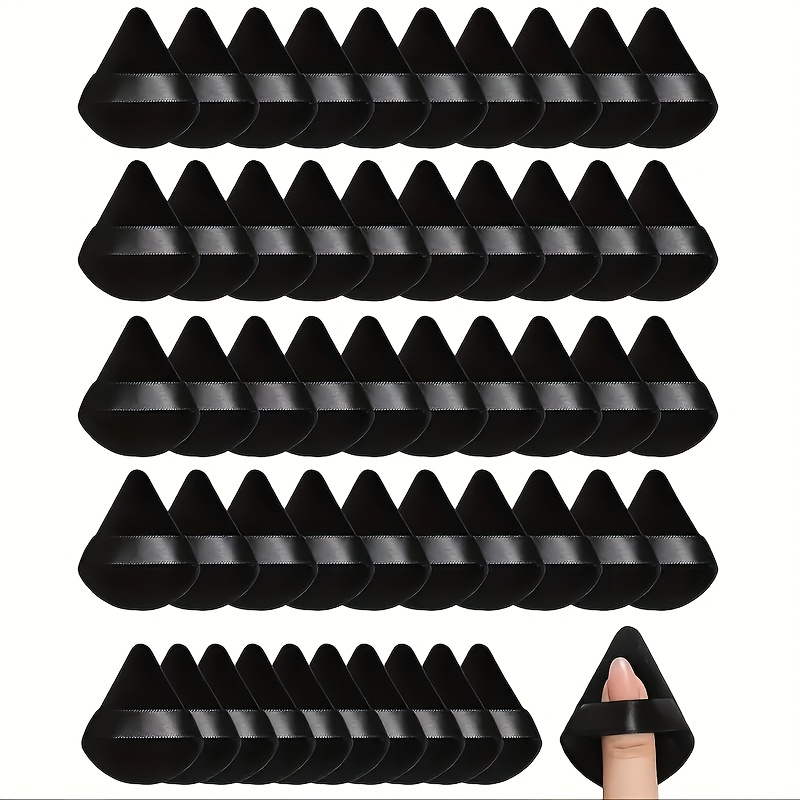 TEMU 50-pack Mini Trójkątne Waciki Do Makijażu - Super Miękki Materiał Z Wełny, Idealne Do Konturowania, Mieszania Oczu I Brwi, Wszystkich Typów
